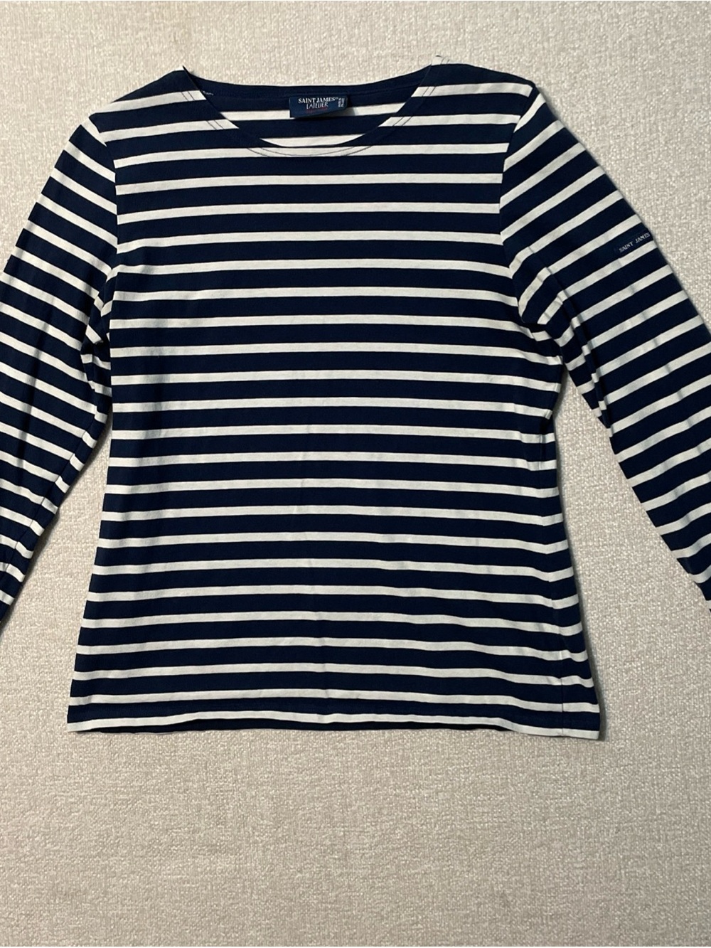 Saint James L’Atelier Breton Shirt Women’s 6 Navy White Striped Made In France